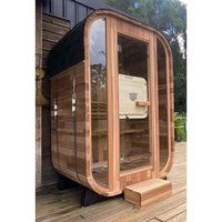 Sauna Batu Listrik Deluxe 6KW, Kayu Cedar Merah, 2 Orang, Bentuk Kubus, untuk Halaman Belakang, Ruang Sauna Tradisional untuk Villa
