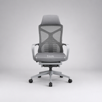 Chaise de bureau ergonomique en maille pour télétravail, avec appui-tête large et incurvé, soutien lombaire souple, vérin à gaz et roulettes silencieuses en PU