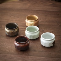 Tasse à thé en céramique rustique, ensemble de thé Kung Fu, tasse maîtresse individuelle, bol de dégustation de thé vintage haut de gamme de luxe léger pour la maison