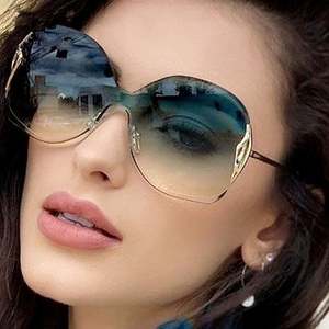 Lunettes de soleil pour femmes tendance vintage 2020, verres dégradés, UV400, sans monture, surdimensionnées - Product Image 2