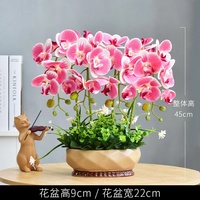 Orchidées artificielles en gros, fleurs artificielles au toucher réel, grandes orchidées Phalaenopsis rouges et blanches en pot, grande orchidée en pot