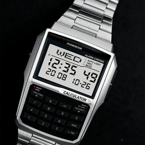 Montre électronique pour homme, style calculatrice, bracelet en alliage d'acier inoxydable, boîtier en plastique, montre pour étudiants et professionnels - Product Image 3