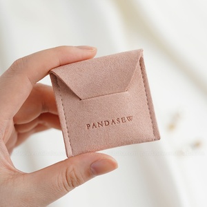 PandaSew High Quality Luxury 1.4mm <b>Thick</b> Microfiber <b>Ring</b> Necklace Earrings Gift Packaging Jewelry Pouch with Custom Logo - Product Image 4