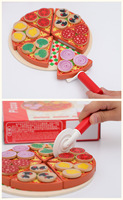 Ensemble de cuisine de Pizza en bois pour enfants, jouets, ustensile de cuisine pour faire semblant, faire semblant