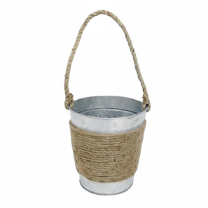 Ferme moderne Vintage Corde en métal galvanisé Pot d'herbes Jardinière Vente personnalisée Pots décoratifs extérieurs en zinc - Product Image 1