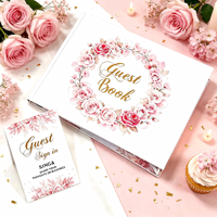 Carnet à couverture rigide personnalisé imprimé en aquarelle florale, papier d'art épais personnalisé pour les mariages et les activités de célébration