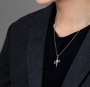 Collier Croix Étoilée - Pendentif Tendance et Cool pour Homme, Chaîne de Pull, Collier de <span class=keywords><strong>Couple</strong></span> Croix Étoilée <span class=keywords><strong>Gardien</strong></span> - Product Image 2