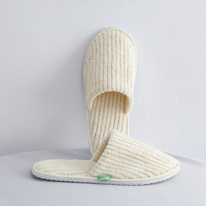 Haute qualité hôtel hôpital Spa confortable chaud corail polaire rayure hommes femmes pantoufles jetables - Product Image 5