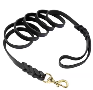 2025 cinturón de seguridad para perros marrón y negro de alta calidad, correa de cuero genuino para perros, correas largas trenzadas para caminar para mascotas, correas de entrenamiento - Product Image 3