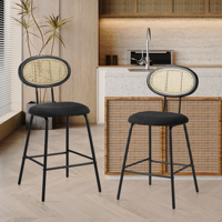 Chaise de bar en bois noir de style design moderne avec boucle de canne en caoutchouc sans bras pour salle à manger et loisirs utilisation de meubles de maison