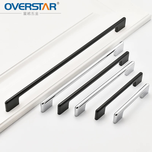 Poignées de meuble modernes en aluminium chromé noir ultra-minces, poignées de tiroir extra longues, poignées de porte d'<span class=keywords><strong>armoire</strong></span> de cuisine, quincaillerie de placard - Product Image 1