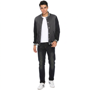 Custom Luxury Black Winter Waterproof Breathable Plus Size Men's <b>Leather</b> Varsity Jackets with Stand Collar and Front Logo - Product Image 1