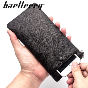 กระเป๋าสตางค์ใบยาวสำหรับผู้ชายแบรนด์ Baellerry หนังแท้ ซิปอเนกประสงค์ สีดำกาแฟ ลายเรียบ ใช้ได้ทุกวัน - Product Image 2