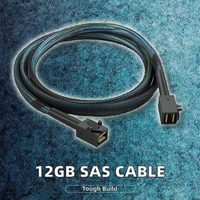 Kabel Ekstensi Mini SAS HD 8643 Kecepatan Tinggi SFF-8643 Inti Tembaga 12GB HotSwap Server RAID HBA Card Selubung Nilon Pelindung Foil