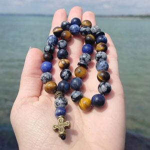 Chapelet de prière orthodoxe chrétien unisexe fait main avec un pendentif en forme de croix, 33 perles, pour la première communion - Product Image 3