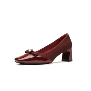 Genuine Leather Square Toe Mary Jane Pumps With Buckle Decoration <b>Block</b> Slip On High Heeled Shoes For Women All Seasons Shoes - Product Image 5