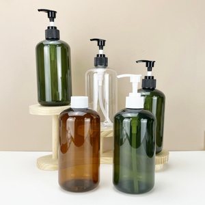 Luxury Empty Shampoo Plastic <b>Pump</b> <b>Bottle</b> Glossy clear Amber Green 200ml 250ml 300ml 500ml Round Cosmetic Lotion Plastic <b>Bottle</b> - Product Image 4
