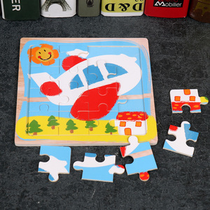 Rompecabezas de madera 3D de dibujos animados simples de 16 piezas, juguete educativo de tablero de logotipo DIY para niños, bebés y niños pequeños principiantes - Product Image 3