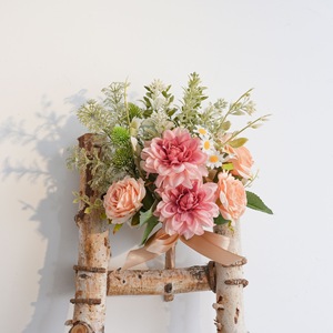 CallaFloral <b>Artificial</b> Dahlia Rose <b>Bouquet</b> Plastic Woven Fabric Wedding Indoor Wall Decoration - Product Image 1