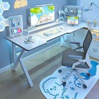 Table de jeu PC en métal noir durable, nouveau design ergonomique, bureau informatique avec espace de rangement, gain de place pour le bureau à domicile