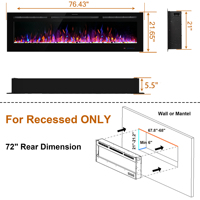 Chimenea Eléctrica Luxstar de 72 Pulgadas en Oferta, Chimenea Eléctrica Moderna con Regulador de Intensidad