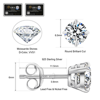 Ensemble de bijoux en moissanite couleur D, boucles d'oreilles plaquées or, collier avec pendentif en moissanite en argent sterling 925, ensemble de bijoux pour femme