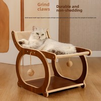 Lit et canapé-lit pour chat en bois, résistant aux griffures, double couche, avec griffoir et chaise à griffer