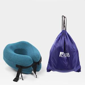 Oreiller de voyage portable en mousse à mémoire de forme en forme de U, bleu lac, avec fermeture éclair discrète et tissu double couche pour le soutien du cou - Product Image 2
