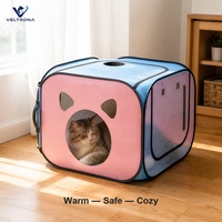 Boîte de séchage pour animaux de compagnie, pour chats et chiens, sac de séchage portable et pliable avec fenêtre en maille et orifice pour la buse, rose et bleu, taille moyenne