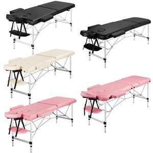 Table de massage portable et pliable en cuir PU, lit de thérapie manuel avec étagère de rangement pour salon, salle de sport, école - Product Image 1