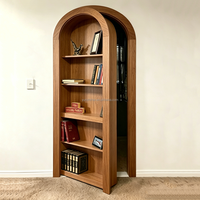 Porte de bibliothèque dissimulée en bois naturel avec arche pour bureau et chambre à coucher