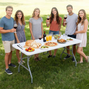 Table pliante d'extérieur en gros, table pliante en plastique portable pour fête, pique-nique, camping, repas - Product Image 6