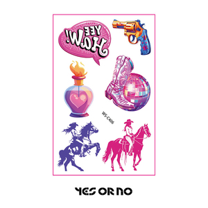 Châu Âu Mỹ Không Thấm Nước Hình Xăm Tạm Thời Cho Cô Gái Mới Màu Hồng Cao Bồi Phương Tây Thiết Kế Cross-Biên Giới Sexy Giấy Hình Xăm Dán - Product Image 6