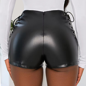 Wholesale New Sexy Summer and Autumn Stretch Plus Size <b>Tight</b> Black <b>Shorts</b> Casual Leather Pants for Women - Product Image 3