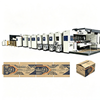 Machine automatique 3-4 couleurs pour la fabrication de boîtes, imprimante flexographique, rainureuse, découpeuse, plieuse-colleuse, machine d'impression et de collage de boîtes en carton ondulé