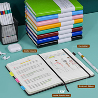 Carnet de planification professionnel en cuir PU multicolore, promotion en gros à prix réduit, avec porte-stylo et logo personnalisé
