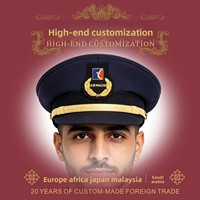 Casquette d'officier allemand non commissionné à rayures, 100 % coton indien, brodée à la main, fabriquée sur mesure en usine, chapeau à large bord