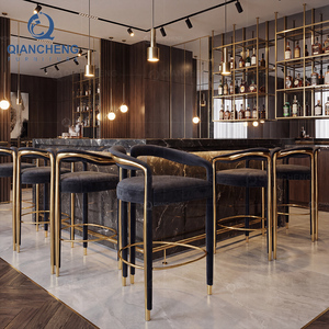 Silla de Bar Moderna de Lujo en Acero Inoxidable Dorado, Taburete Tapizado en Terciopelo <span class=keywords><strong>para</strong></span> <span class=keywords><strong>Isla</strong></span> de Cocina, Hotel, Club, Muebles al por Mayor - Product Image 4