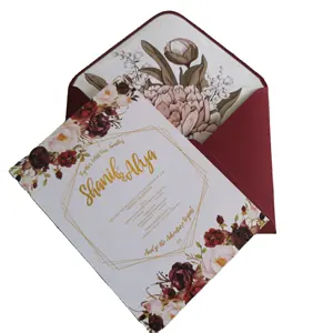 Elegante Di Lusso in oro rosa sventare tipografica save the date carte dell'invito di cerimonia nuziale biglietti di auguri biglietti di ringraziamento di personalizzazione