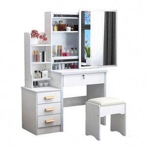 Table de toilette en MDF avec miroir tactile, idéale pour les petites chambres – Offre spéciale - Product Image 2
