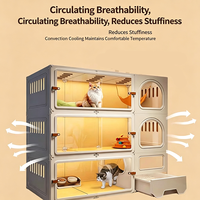 Villa pour chat respirante multicouche avec tiroir intégré et bac à litière, maison pour chat extra-large pour le repos et les activités des animaux domestiques