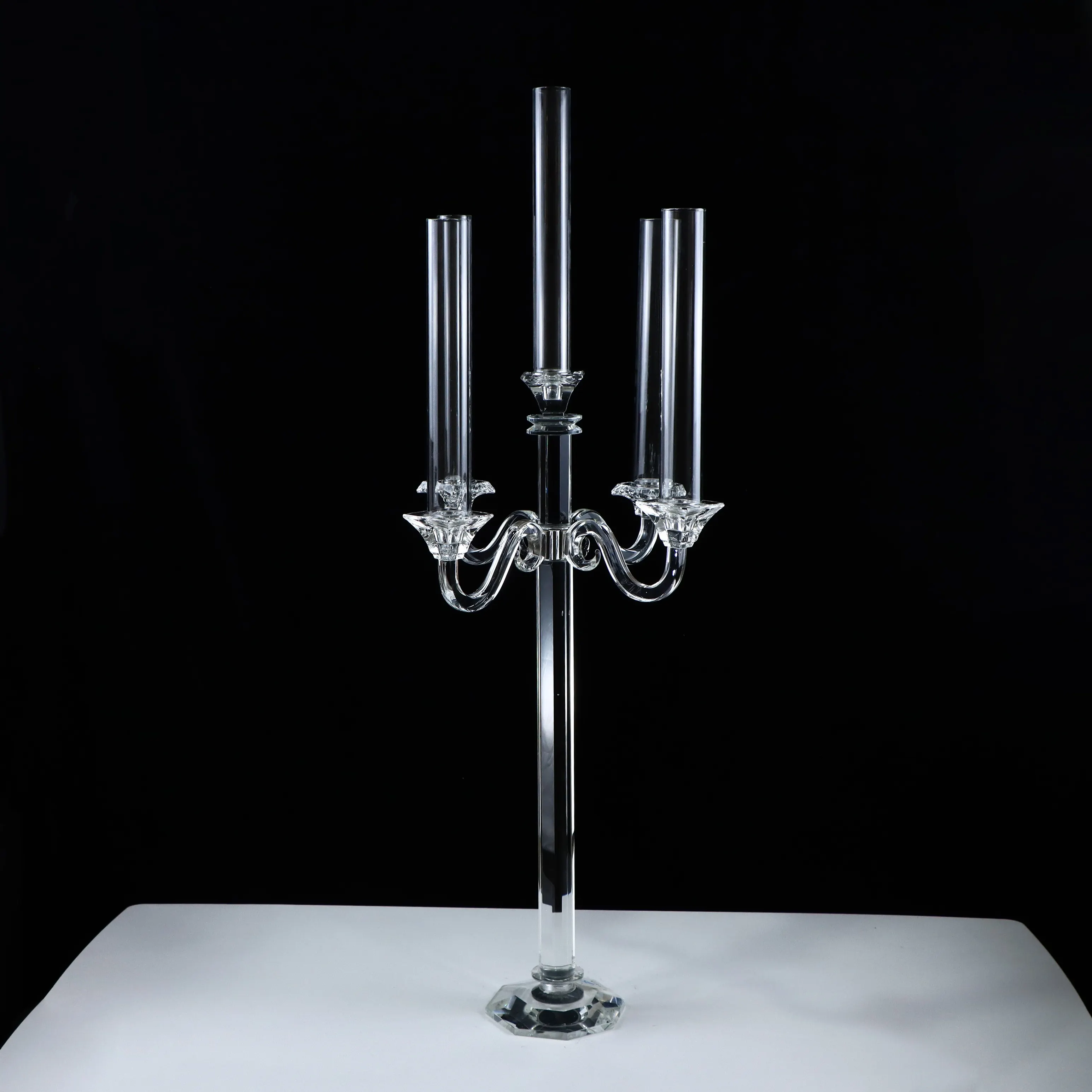 Kristall kandelaber für Hochzeit Herzstück 5 Arme Kristallglas Kerzenhalter