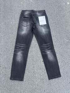 Jeans vintage taille haute délavés coupe droite bleu foncé clair déchirés amples en denim streetwear – Fabricant de jeans personnalisés - Product Image 4