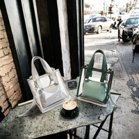 Sac à main transparent en PVC, sac seau bandoulière, sac fourre-tout transparent avec pochette pour la plage, les voyages et l'usage quotidien