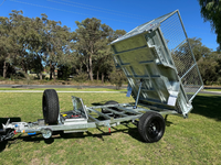 GOTRAILER Nouvelle remorque à benne hydraulique 8x5 pieds, essieu simple, 1800 kg, remorque à benne basculante, cadre en acier robuste avec côtés amovibles
