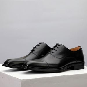 Zapatos Formales de Hombre para Negocios, de Cuero Genuino, para Bodas y Fiestas, con Punta en Pico y Cordones, Estilo Oxford, Gran Venta 2025 - Product Image 1