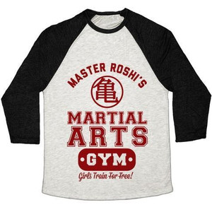 T-shirt de baseball unisexe en tissu tri-mélange de la salle de sport d'arts martiaux du maître Roshi - Product Image 2