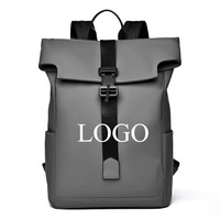 Sac à dos scolaire étanche à fermeture roll-top, sacoche pour ordinateur portable, unisexe, pour l'université, les affaires, les voyages, grande capacité, extensible, OEM