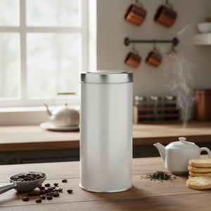 Kontensan L387 Cylinder <b>Tin</b> Can 0.7 Lt Tea Coffee <b>Metal</b> Container 73 X H165 mm Slip Lid - Product Image 2