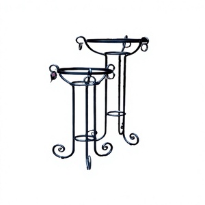 Admirable Design Iron <b>Planter</b> Stand Set Of 2 Different Size Round Shape <b>Planter</b> Stand From Best Exporter In India - Product Image 1